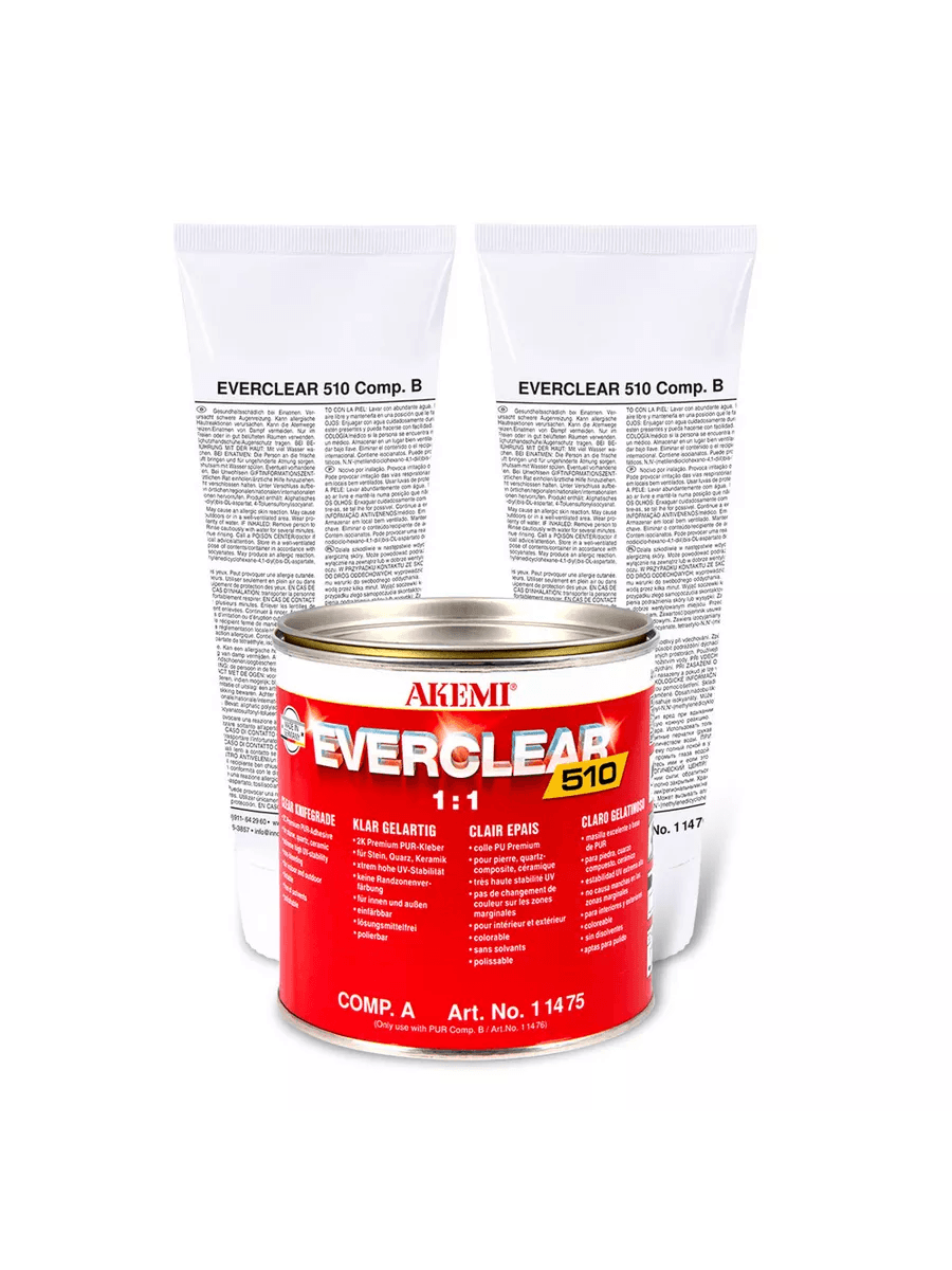 Густой полиуретановый клей-шпатлевка Akemi Everclear 510 1:1 для камня бесцветный (теплый молочный оттенок) 11474